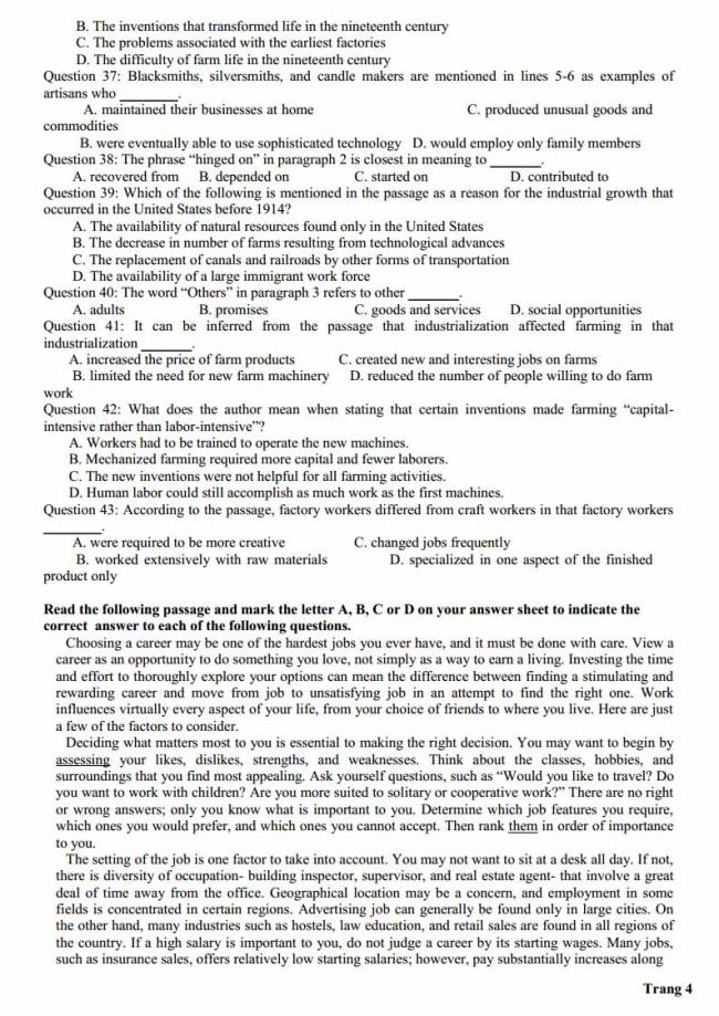 Đề thi thử môn Anh thptqg năm 2018 trường THPT Hà Huy Tập Nghệ An trang 4