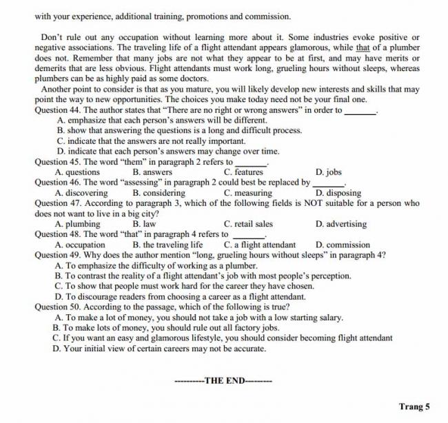 Đề thi thử môn Anh thptqg năm 2018 trường THPT Hà Huy Tập Nghệ An trang 5