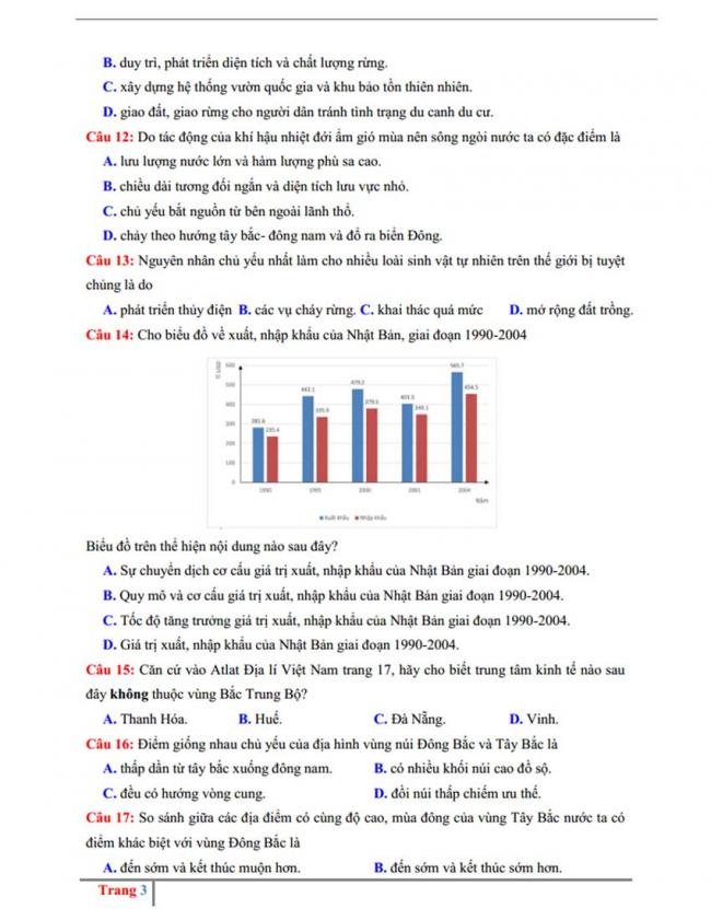 Đề thi thử môn Địa lý thptqg năm 2018 trường Chuyên Lương Văn Tụy – Ninh Bình trang 3