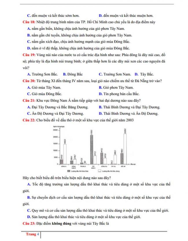 Đề thi thử môn Địa lý thptqg năm 2018 trường Chuyên Lương Văn Tụy – Ninh Bình trang 4