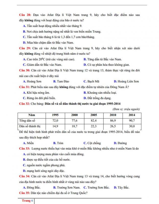 Đề thi thử môn Địa lý thptqg năm 2018 trường Chuyên Lương Văn Tụy – Ninh Bình trang 6