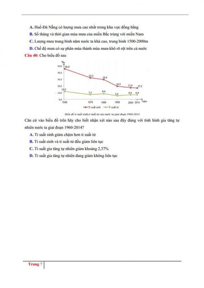 Đề thi thử môn Địa lý thptqg năm 2018 trường Chuyên Phan Bội Châu – Nghệ An trang 7