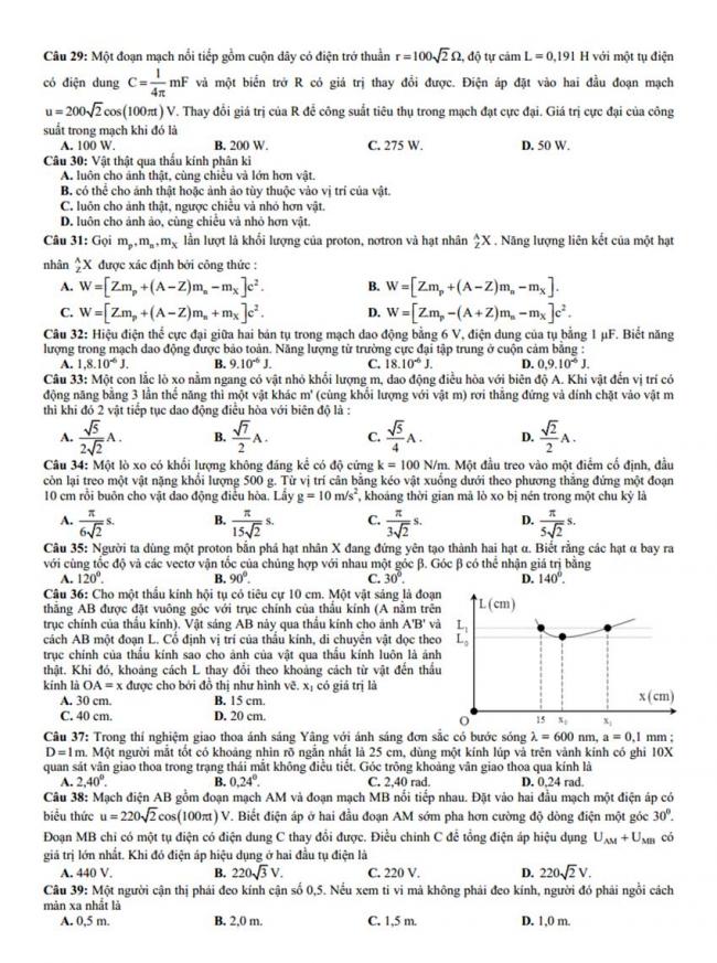 Đề thi thử môn Lý thptqg năm 2018 trường chuyên Bắc Giang 2