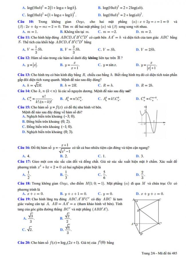 Đề thi thử môn Toán thptqg năm 2018 trường Chuyên ĐH Vinh - Nghệ An lần 1 trang 2