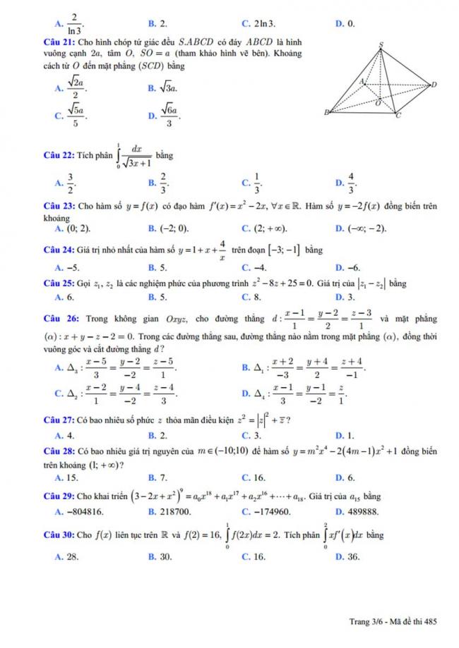 Đề thi thử môn Toán thptqg năm 2018 trường Chuyên ĐH Vinh - Nghệ An lần 1 trang 3
