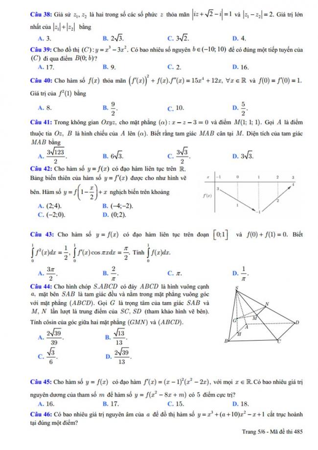 Đề thi thử môn Toán thptqg năm 2018 trường Chuyên ĐH Vinh - Nghệ An lần 1 trang 5