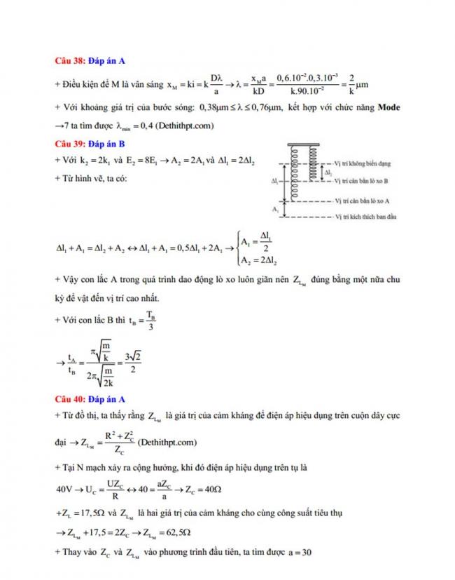 Đáp án Đề thi thử môn Lý thptqg năm 2018 trường Nguyễn Khuyến – Bình Dương 4