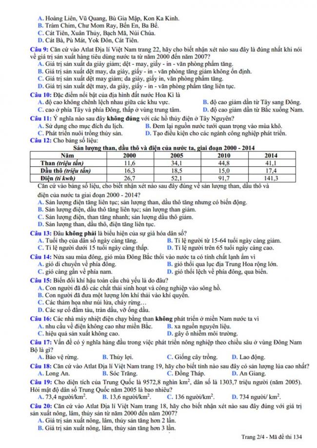 Đề thi thử môn Địa lý thptqg năm 2018 trường Lý Thái Tổ – Bắc Ninh trang 2