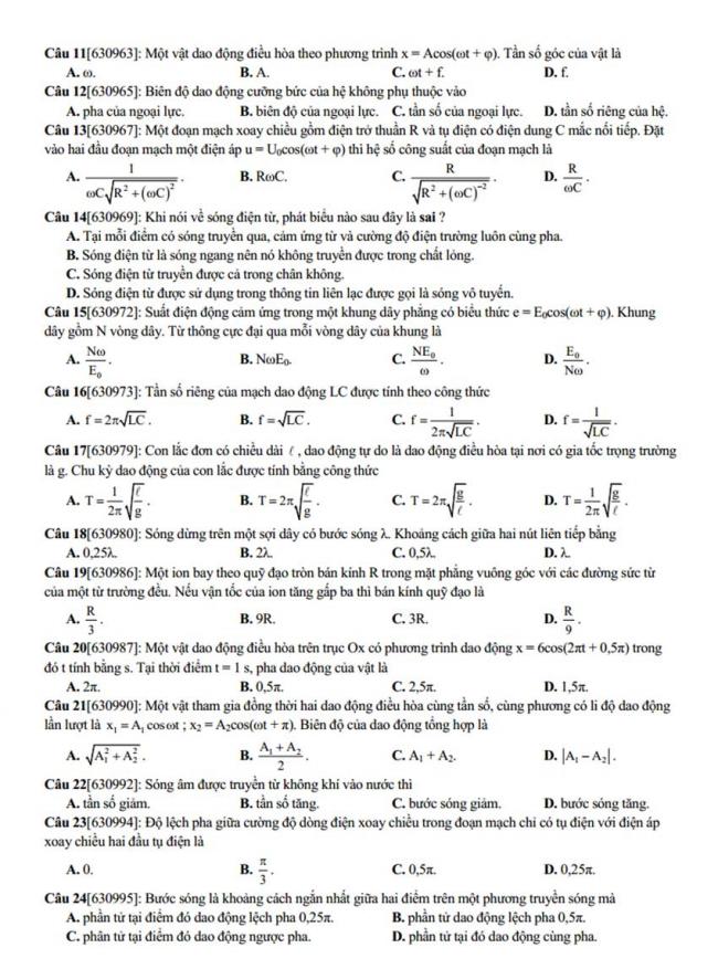 Đề thi thử môn Lý thptqg năm 2018 trường chuyên Phan Bội Châu – Nghệ An 1