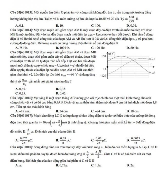 Đề thi thử môn Lý thptqg năm 2018 trường chuyên Phan Bội Châu – Nghệ An 3