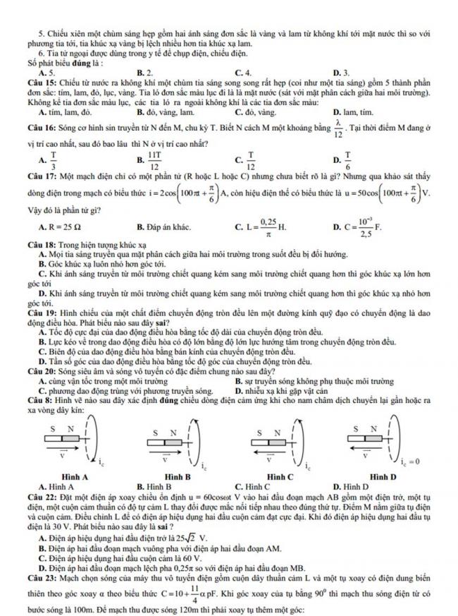 Đề thi thử môn Lý thptqg năm 2018 trường Đinh Tiên Hoàng – Yên Bái 1