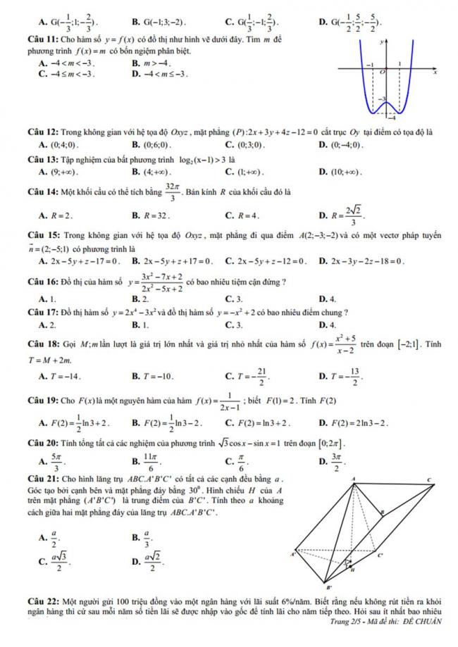 Đề thi thử môn Toán thptqg năm 2018 trường Chuyên Hùng Vương - Gia Lai lần 1 trang 2