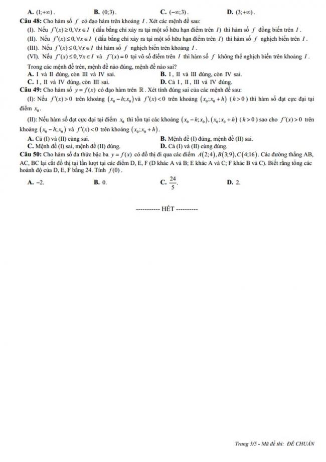 Đề thi thử môn Toán thptqg năm 2018 trường Chuyên Hùng Vương - Gia Lai lần 1 trang 5