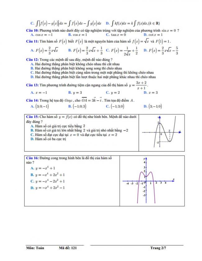 Đề thi thử môn Toán thptqg năm 2018 trường Chuyên Tiền Giang lần 2 trang 2