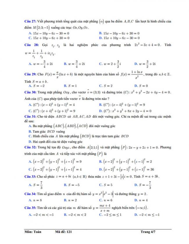 Đề thi thử môn Toán thptqg năm 2018 trường Chuyên Tiền Giang lần 2 trang 4