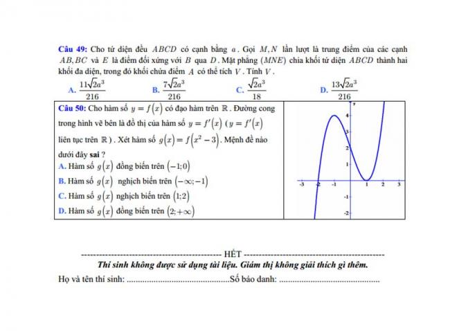 Đề thi thử môn Toán thptqg năm 2018 trường Chuyên Tiền Giang lần 2 trang 7