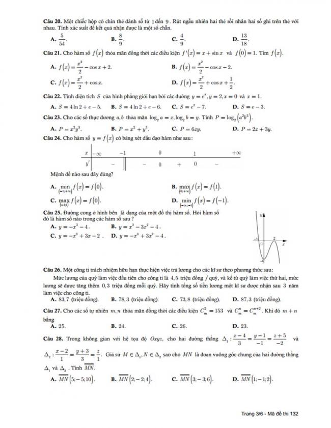 Đề thi thử môn Toán thptqg năm 2018 trường Đặng Thúc Hứa - Nghệ An lần 1 trang 3