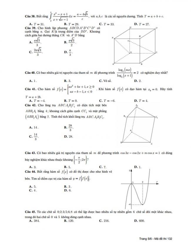 Đề thi thử môn Toán thptqg năm 2018 trường Đặng Thúc Hứa - Nghệ An lần 1 trang 5