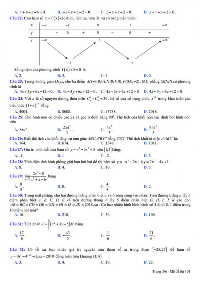 Đề thi thử môn Toán thptqg năm 2018 trường Nguyễn Viết Xuân - Vĩnh Phúc lần 3 trang 3
