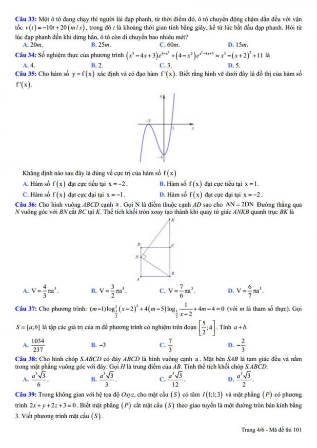Đề thi thử môn Toán thptqg năm 2018 trường Nguyễn Viết Xuân - Vĩnh Phúc lần 3 trang 4