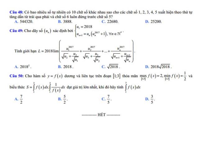 Đề thi thử môn Toán thptqg năm 2018 trường Nguyễn Viết Xuân - Vĩnh Phúc lần 3 trang 6