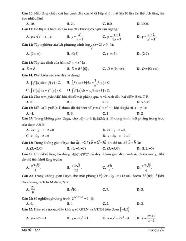 Đề thi thử môn Toán thptqg năm 2018 trường Ngyễn Huệ - Ninh Bình lần 3 trang 2