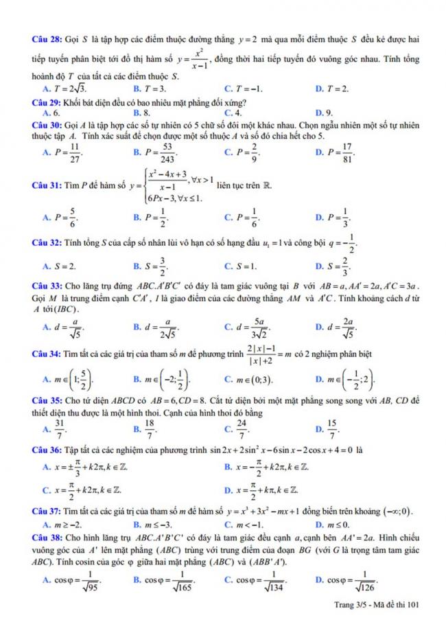 Đề thi thử môn Toán thptqg năm 2018 trường Trần Phú - Yên Lạc - Vĩnh Phúc lần 2 trang 3