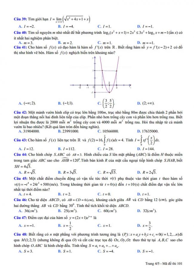 Đề thi thử môn Toán thptqg năm 2018 trường Trần Phú - Yên Lạc - Vĩnh Phúc lần 2 trang 4