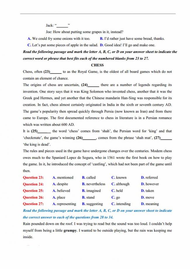 Đề thi thử môn Anh thptqg năm 2018 trường THPT chuyên DH Sư Phạm Hà Nội trang 3