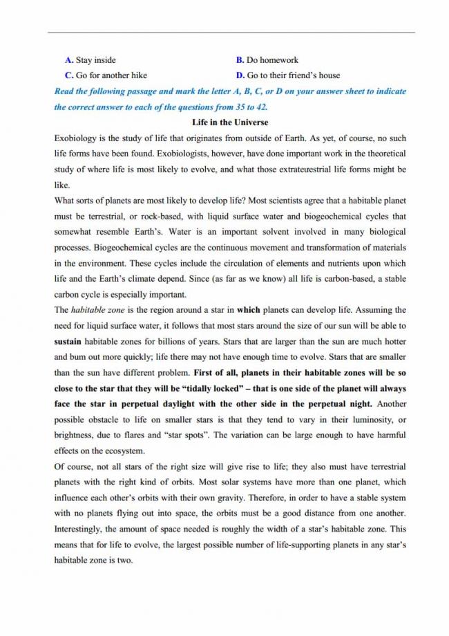 Đề thi thử môn Anh thptqg năm 2018 trường THPT chuyên DH Sư Phạm Hà Nội trang 5