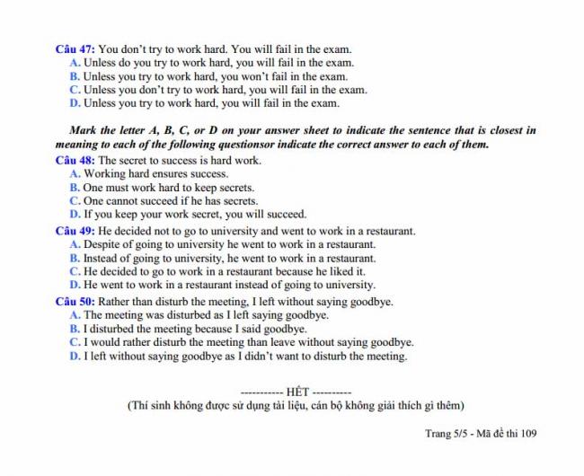 Đề thi thử môn Anh thptqg năm 2018 trường THPT Đồng Đậu Vĩnh Phúc trang 5