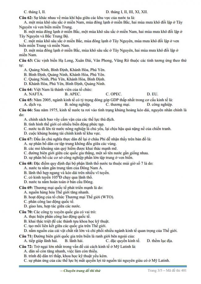 Đề thi thử môn Địa lý thptqg năm 2018 trường Yên Lạc – Vĩnh Phúc trang 3