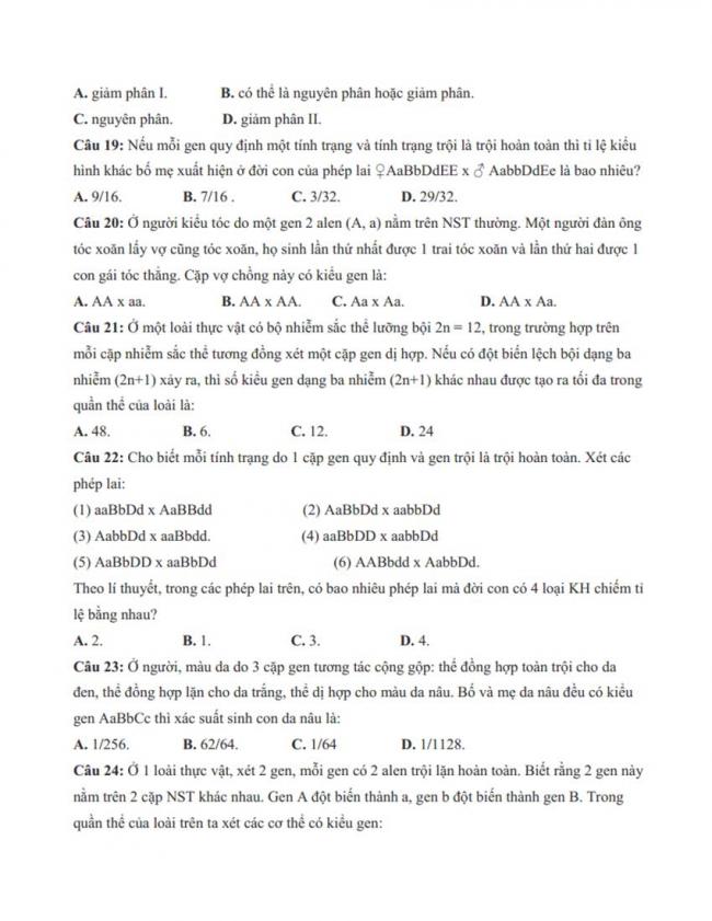 Đề thi thử môn Sinh thptqg năm 2018 trường Hà Huy Tập – Nghệ An trang 5