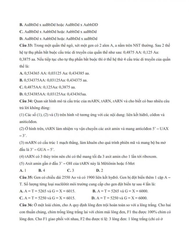 Đề thi thử môn Sinh thptqg năm 2018 trường Hà Huy Tập – Nghệ An trang 8