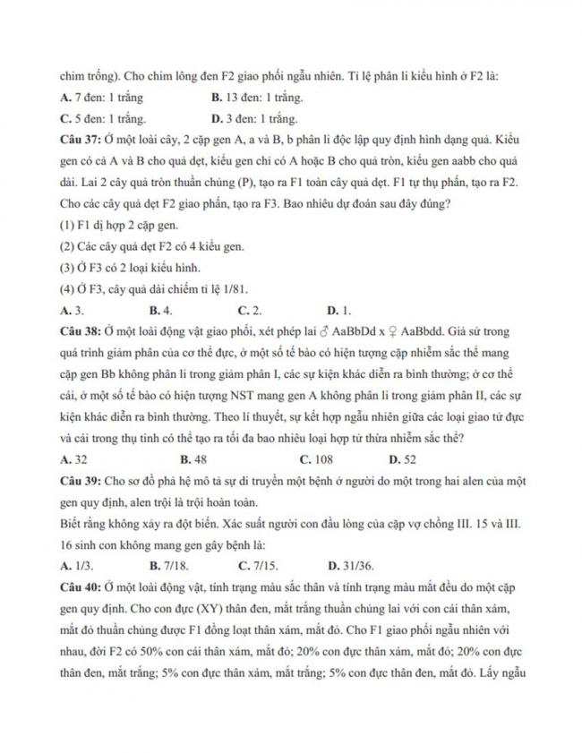 Đề thi thử môn Sinh thptqg năm 2018 trường Hà Huy Tập – Nghệ An trang 9