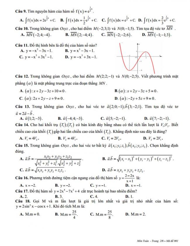 Đề thi thử môn Toán thptqg năm 2018 trường Hương Khê - Hà Tĩnh lần 1 trang 2