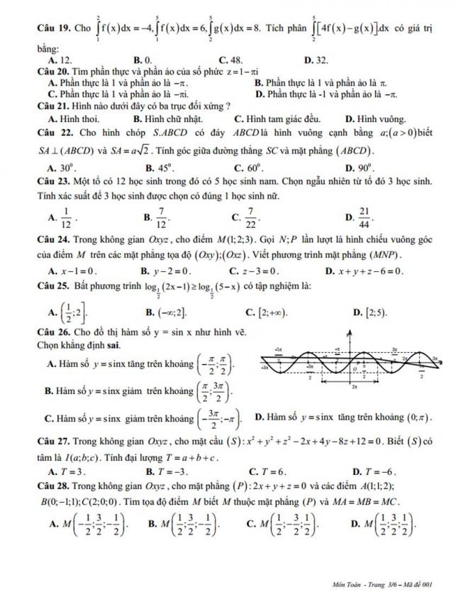 Đề thi thử môn Toán thptqg năm 2018 trường Hương Khê - Hà Tĩnh lần 1 trang 3