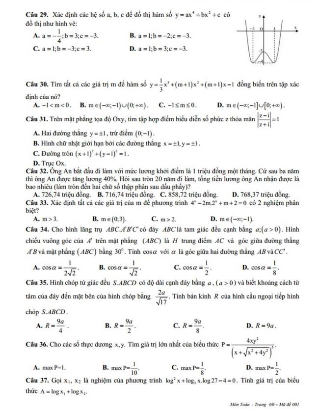 Đề thi thử môn Toán thptqg năm 2018 trường Hương Khê - Hà Tĩnh lần 1 trang 4