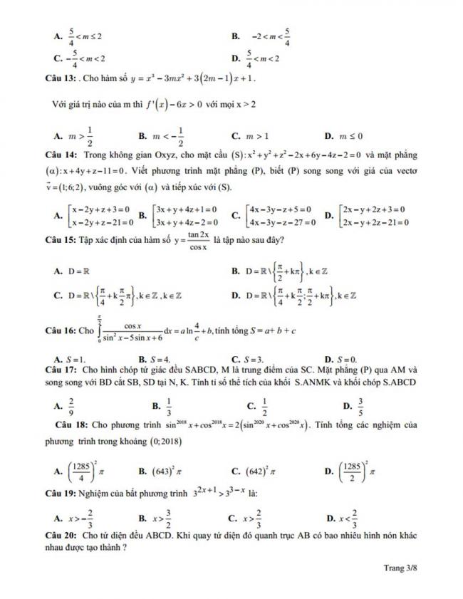 Đề thi thử môn Toán thptqg năm 2018 trường Kinh Môn - Hải Dương lần 2 trang 3