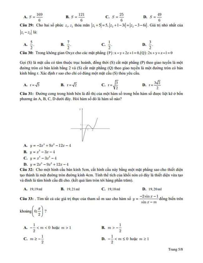 Đề thi thử môn Toán thptqg năm 2018 trường Kinh Môn - Hải Dương lần 2 trang 5