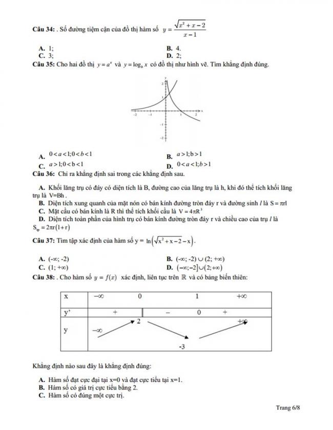 Đề thi thử môn Toán thptqg năm 2018 trường Kinh Môn - Hải Dương lần 2 trang 6