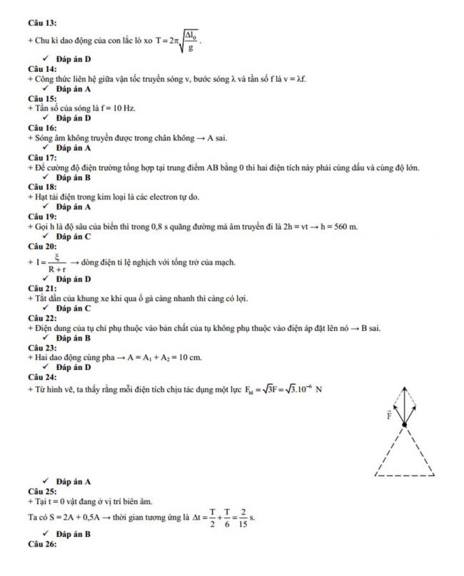 Đáp án Đề thi thử môn Lý thptqg năm 2018 trường Việt Trì – Phú Thọ 1