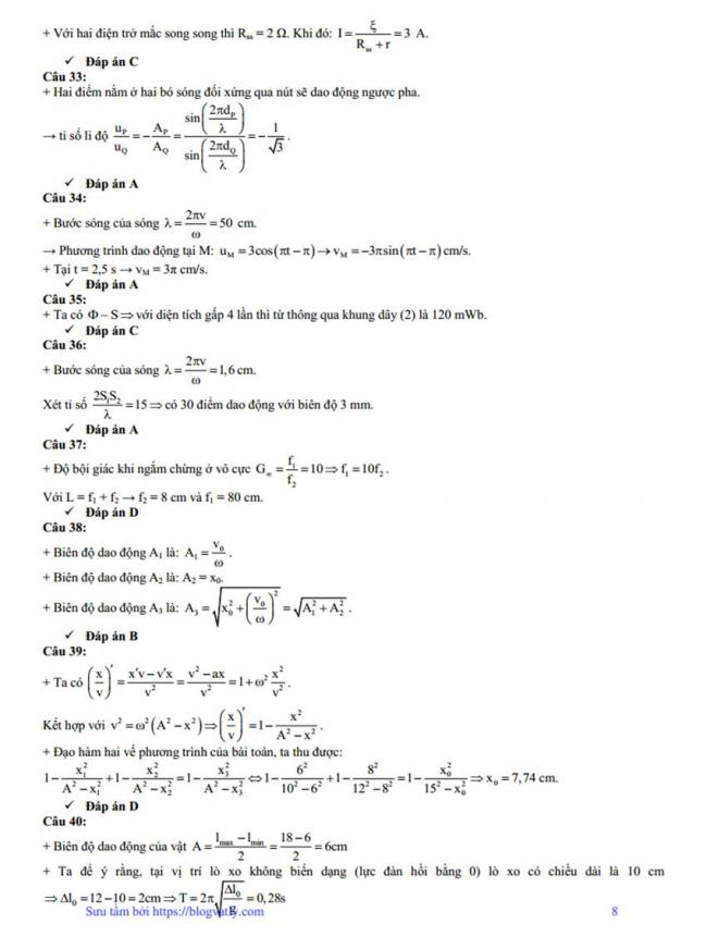 Đáp án Đề thi thử môn Lý thptqg năm 2018 trường Việt Trì – Phú Thọ 3