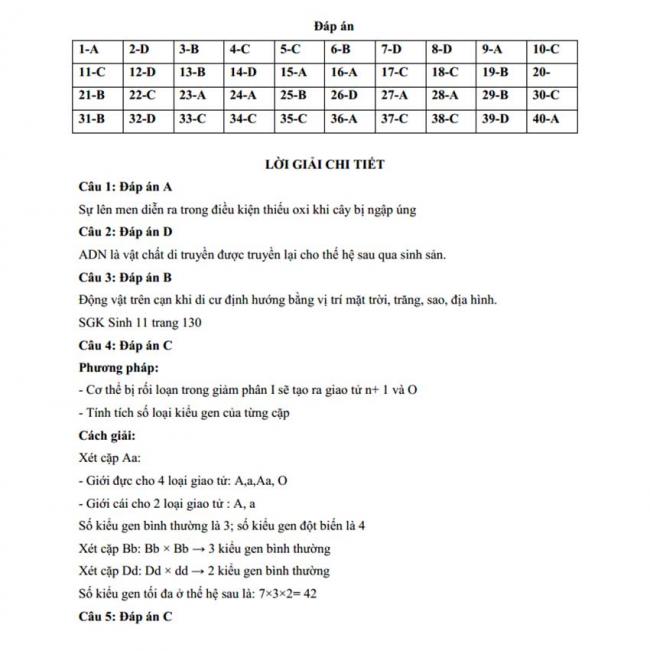 Đáp án Đề thi thử môn Sinh thptqg năm 2018 trường Chuyên Hà Giang – Hà Giang trang 1