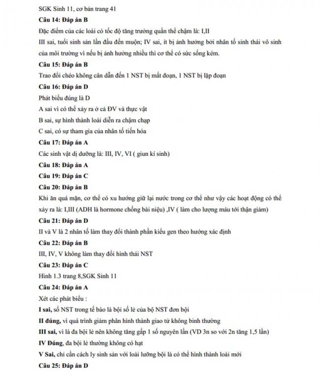 Đáp án Đề thi thử môn Sinh thptqg năm 2018 trường Chuyên KHTN – Hà Nội trang 3