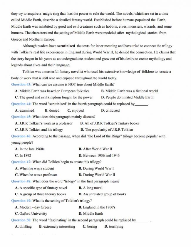 Đề thi thử môn Anh thptqg năm 2018 tỉnh Hải Dương trang 7