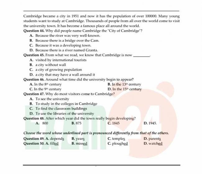 Đề thi thử môn Anh thptqg năm 2018 trường THPT Hoa Lư Ninh Bình trang 5