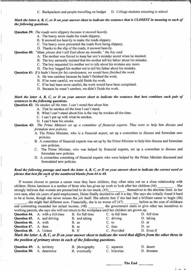 Đề thi thử môn Anh thptqg năm 2018 trường THPT Lương Thế Vinh - Hà Nội trang 4