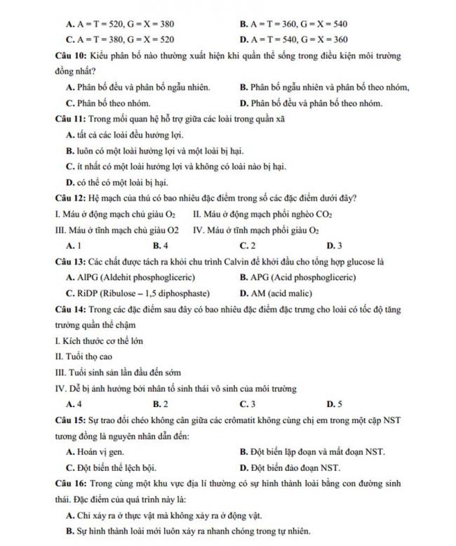 Đề thi thử môn Sinh thptqg năm 2018 trường Chuyên KHTN – Hà Nội trang 2