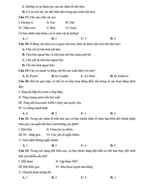 Đề thi thử môn Sinh thptqg năm 2018 trường Chuyên KHTN – Hà Nội trang 3